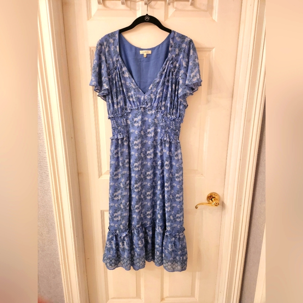 Max Studio Sky Blue Long Floral Dress
